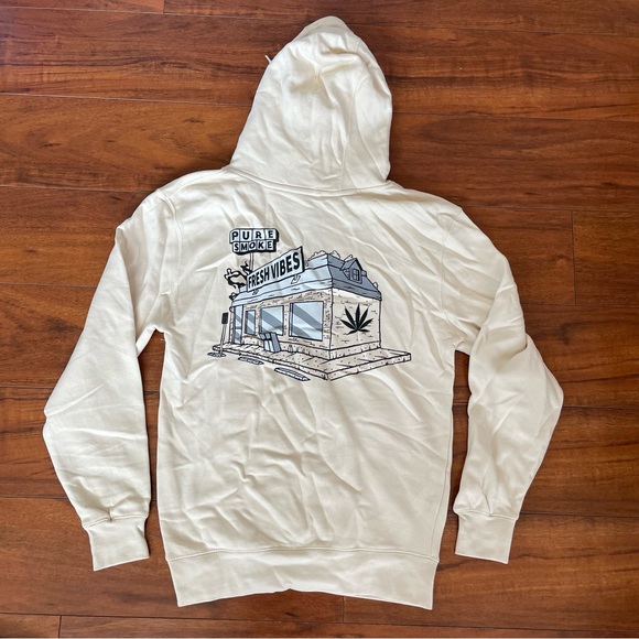 NEW FRESH VIBES PURE SMOKE CREAM HOODIE SZ SMALL S - Picture 1 of 5